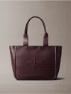 Calvin Klein Women's Embossed Monogram Logo Tote Bag In Brown