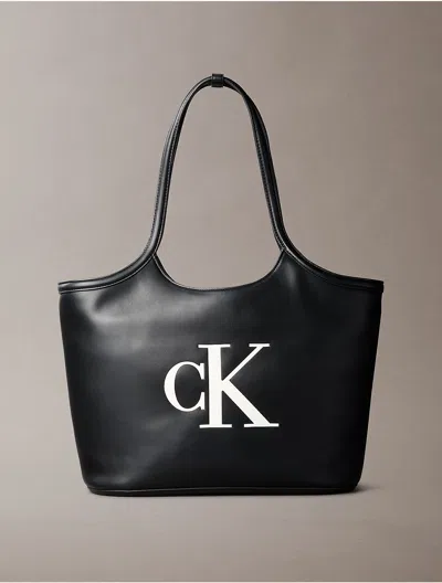 Calvin Klein Women's Embossed Monogram Tote Bag In Black/white