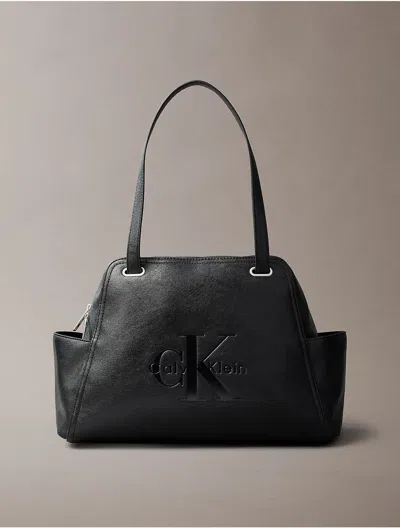 Calvin Klein Women's Embossed Monologo Pocket Tote Bag In Black