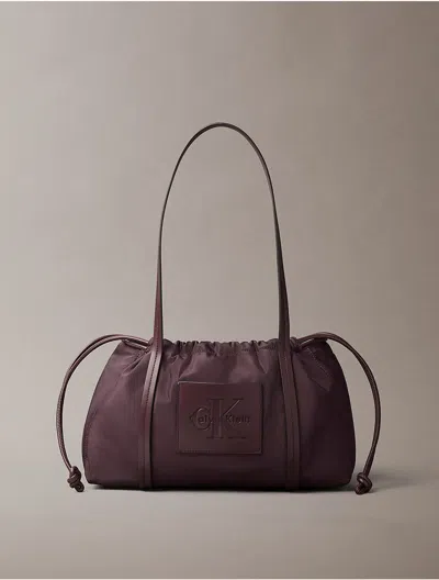 Calvin Klein Women's Embossed Monologo Satchel Bag In Fudge