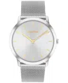 Calvin Klein Women's Exceptional Silver-tone Stainless Steel Mesh Bracelet Watch 37mm In Silver