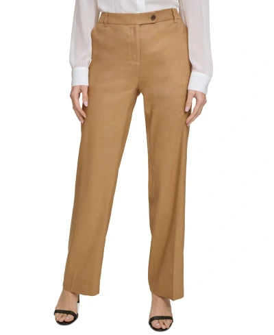Calvin Klein Women's Extended Button Tab Pants In Luggage