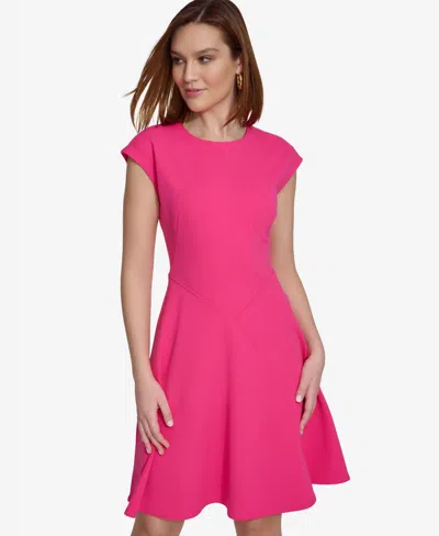 Calvin Klein Women's Extended-shoulder Jewel-neck Dress In Watermelon