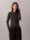 Calvin Klein Women's Extra Fine Merino Blend Crewneck Sweater In Brown