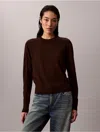 Calvin Klein Women's Extra Fine Merino Blend Crewneck Sweater In Brown