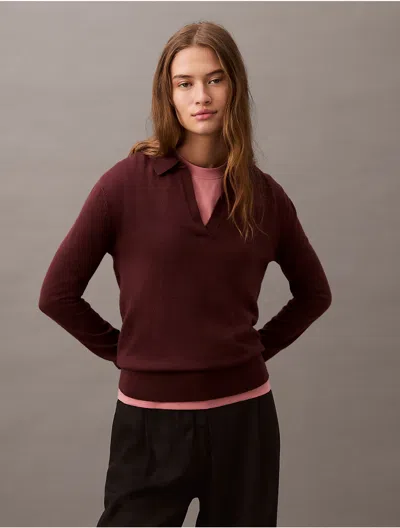 Calvin Klein Women's Extra Fine Merino Blend Polo Sweater