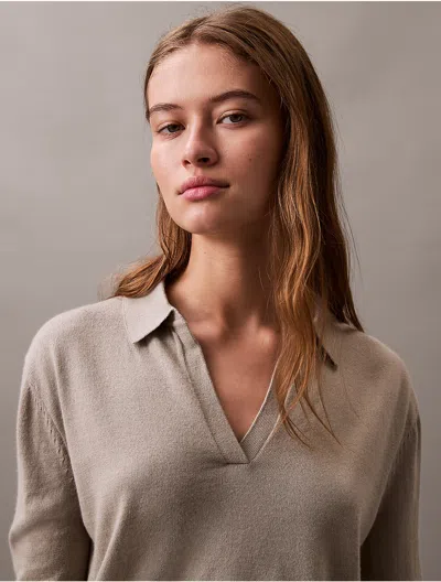 Calvin Klein Women's Extra Fine Merino Blend Polo Sweater