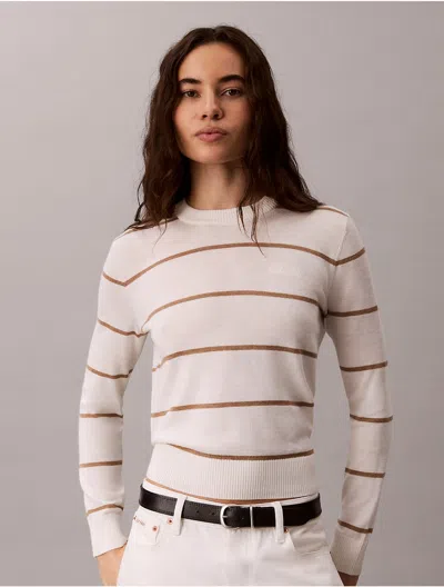 Calvin Klein Women's Extra Fine Merino Blend Striped Sweater In Neutral