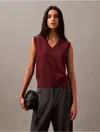 Calvin Klein Women's Extra Fine Merino Blend Sweater Vest In Red Mahogany