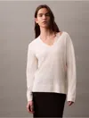 Calvin Klein Women's Extra Fine Merino Blend V-neck Sweater In Antique White