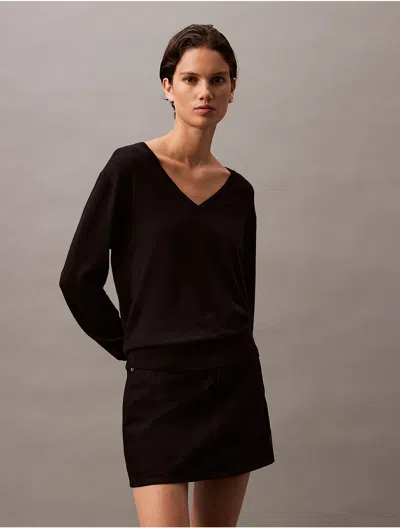 Calvin Klein Women's Extra Fine Merino Blend V-neck Sweater