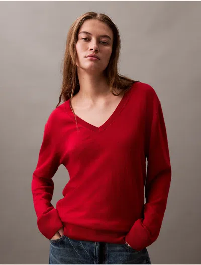 Calvin Klein Women's Extra Fine Merino Blend V-neck Sweater