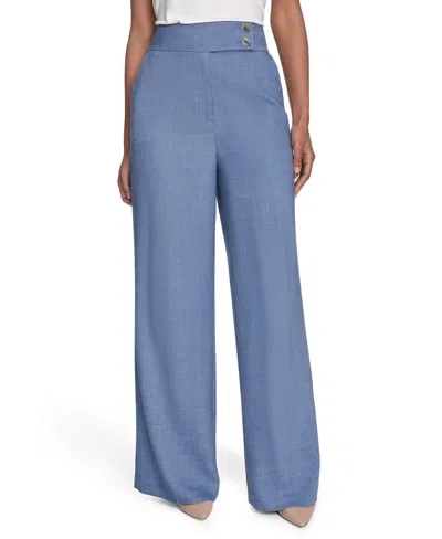 Calvin Klein Women's Faux-denim High Rise Wide-leg Pants