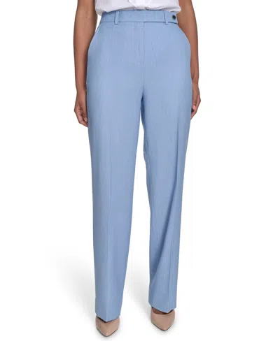 Calvin Klein Women's Faux-denim Mid Rise Wide-leg Pants