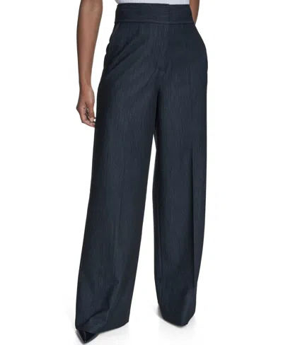 Calvin Klein Women's Faux Denim Wide Leg Pants In Blue