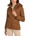 Calvin Klein Women's Faux-fur-lined Hooded Puffer Coat In Chestnut