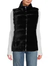 Calvin Klein Womens Mixed Media Faux Fur Puffer Vest In Cafe