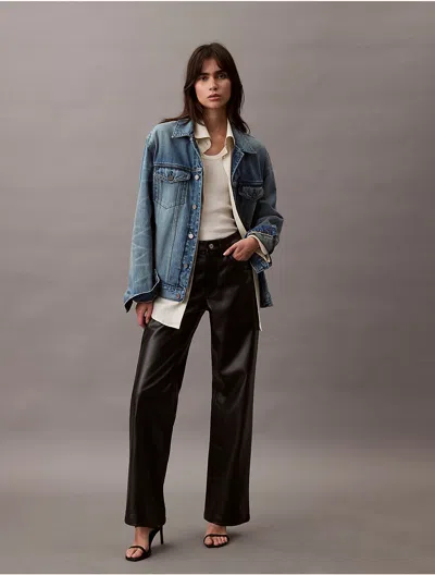 Calvin Klein Women's Faux Leather 90s Pants In Black Beauty