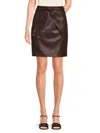 Calvin Klein Women's Faux Leather Belted Skirt In Coffee Bean