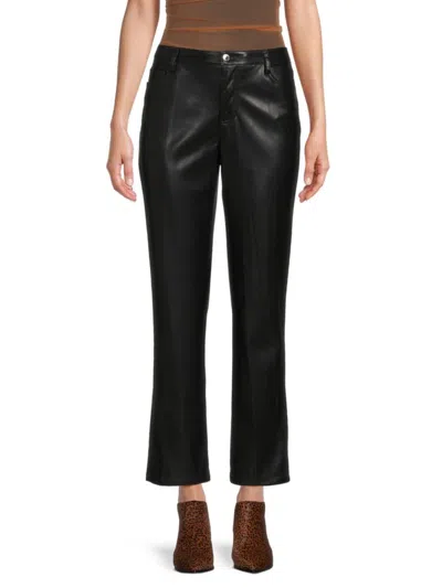 Calvin Klein Women's Faux Leather Cropped Pants In Black