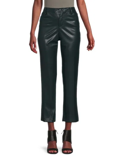 Calvin Klein Women's Faux Leather Cropped Pants In Malachite