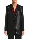 Calvin Klein Women's Faux Leather Open Front Jacket In Black