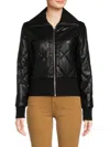 CALVIN KLEIN WOMEN'S FAUX LEATHER QUILTED JACKET
