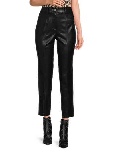 Calvin Klein Women's Faux Leather Straight Leg Pants In Black