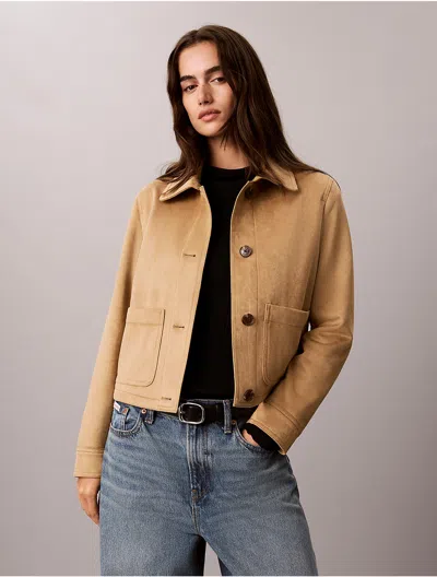 Calvin Klein Women's Faux Suede Jacket In Tigers Eye