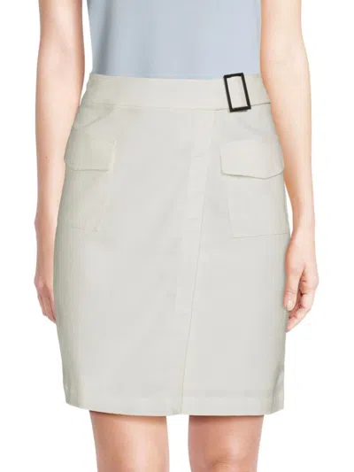 Calvin Klein Women's Faux Wrap Mini Skirt In Soft White