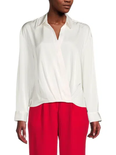 Calvin Klein Women's Faux Wrap Top In Cream