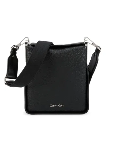 Calvin Klein Fay Small Adjustable Crossbody With Magnetic Top Closure In Black Silver