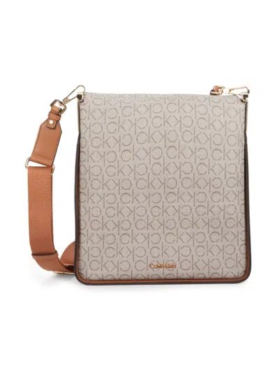 Calvin Klein Women's Fay Monogram Crossbody Bag In Almond Taupe