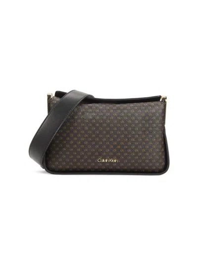 Calvin Klein Women's Fay Monogram Shoulder Bag In Brown Khaki
