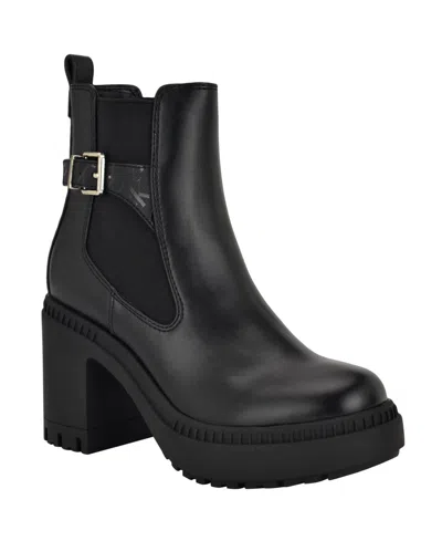 Calvin Klein Women's Fayth Block Heel Lug-sole Booties In Black