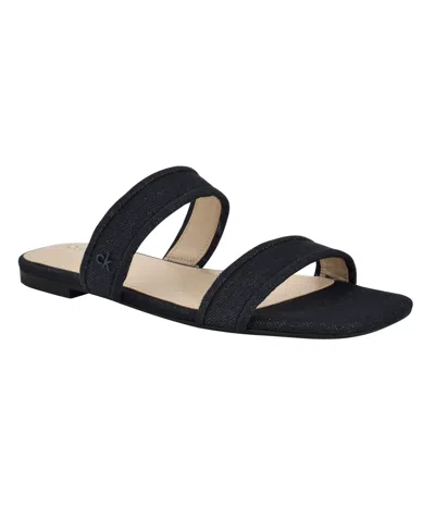 CALVIN KLEIN WOMEN'S FELISA DOUBLE BAND SLIP-ON FLAT SANDALS