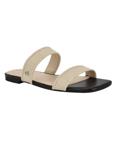 CALVIN KLEIN WOMEN'S FELISA DOUBLE BAND SLIP-ON FLAT SANDALS