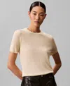 Calvin Klein Women's Fine Gauge Short-sleeve Sweater In White