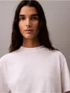 Shop Calvin Klein Women's Fine Knit Mock Neck T-shirt In Brilliant White