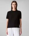 Calvin Klein Mock-neck Kniited T-shirt In Black