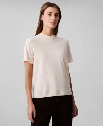 Calvin Klein Women's Fine Knit Mock Neck T-shirt In Grey