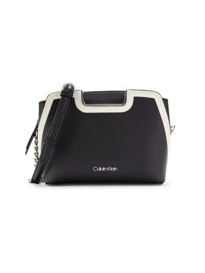 Calvin Klein Women's Finley Faux Leather Crossbody Bag In Black White