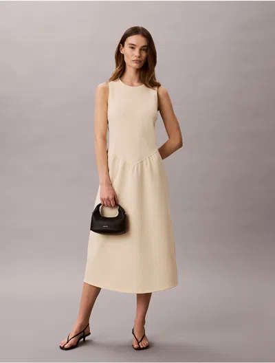Calvin Klein Women's Flared Midi Dress In Vanilla Custard