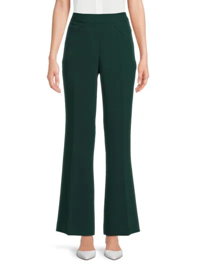 Calvin Klein Women's Flat Front Wide Leg Pants In Malachite
