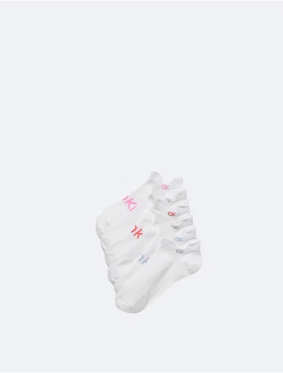 Calvin Klein Women's Flat Knit Double Tab 3-pack No Show Socks In White