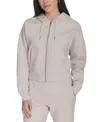 Calvin Klein Women's Fleece Crop Zip-front Long-sleeve Hoodie In Neutral