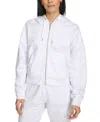 Shop Calvin Klein Women's Fleece Crop Zip-front Long-sleeve Hoodie In Optic Heather