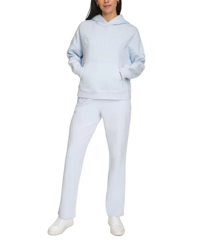Calvin Klein Women's Fleece Embossed Logo Pullover Hoodie In Spray
