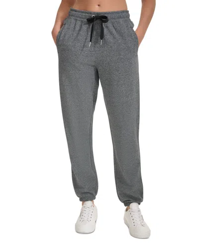 Calvin Klein Women's Fleece High Waist Drawstring Sweatpants In Black Heather