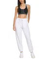 Calvin Klein Women's Fleece High-waist Angled-pocket Sweatpants In Optic Heather